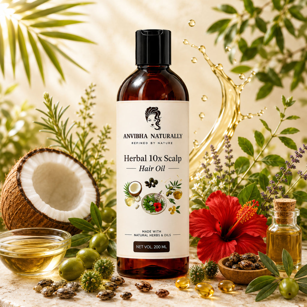 Herbal 10X Scalp Hair Oil – 10 Herb + 6 Oil Blend | Anti Hair Fall & Scalp Nourishing Ayurvedic Hair Oil