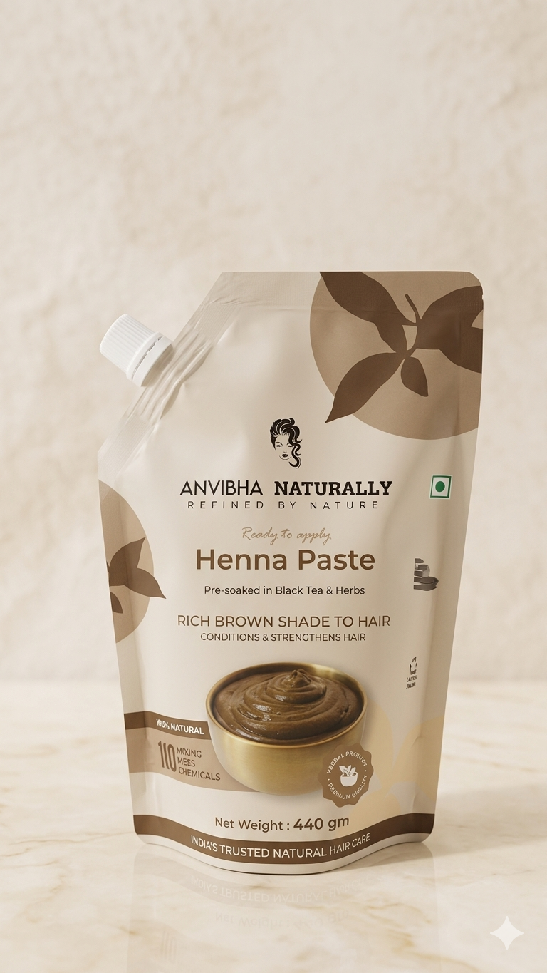Ready to Apply Henna Paste – Tea Water Infused Natural Brown Hair Color