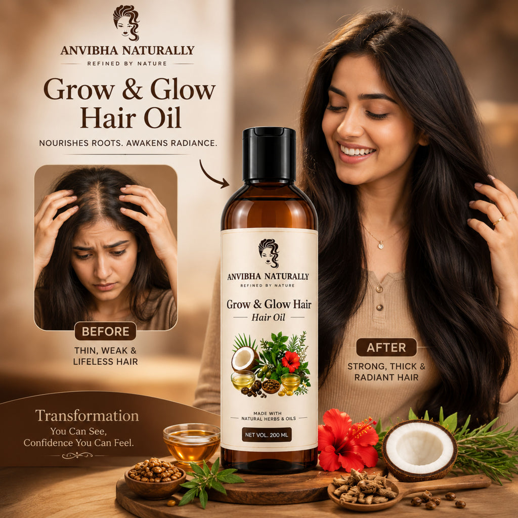 Grow & Glow Hair Oil – Cold Pressed Coconut, Castor & Olive Oil Blend