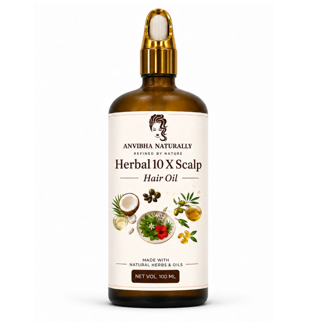 Herbal 10X Scalp Hair Oil – 10 Herb + 6 Oil Blend | Anti Hair Fall & Scalp Nourishing Ayurvedic Hair Oil