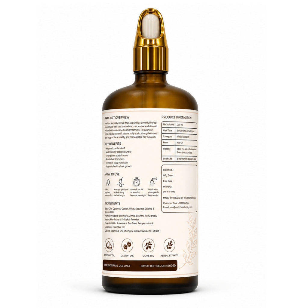 Herbal 10X Scalp Hair Oil – 10 Herb + 6 Oil Blend | Anti Hair Fall & Scalp Nourishing Ayurvedic Hair Oil