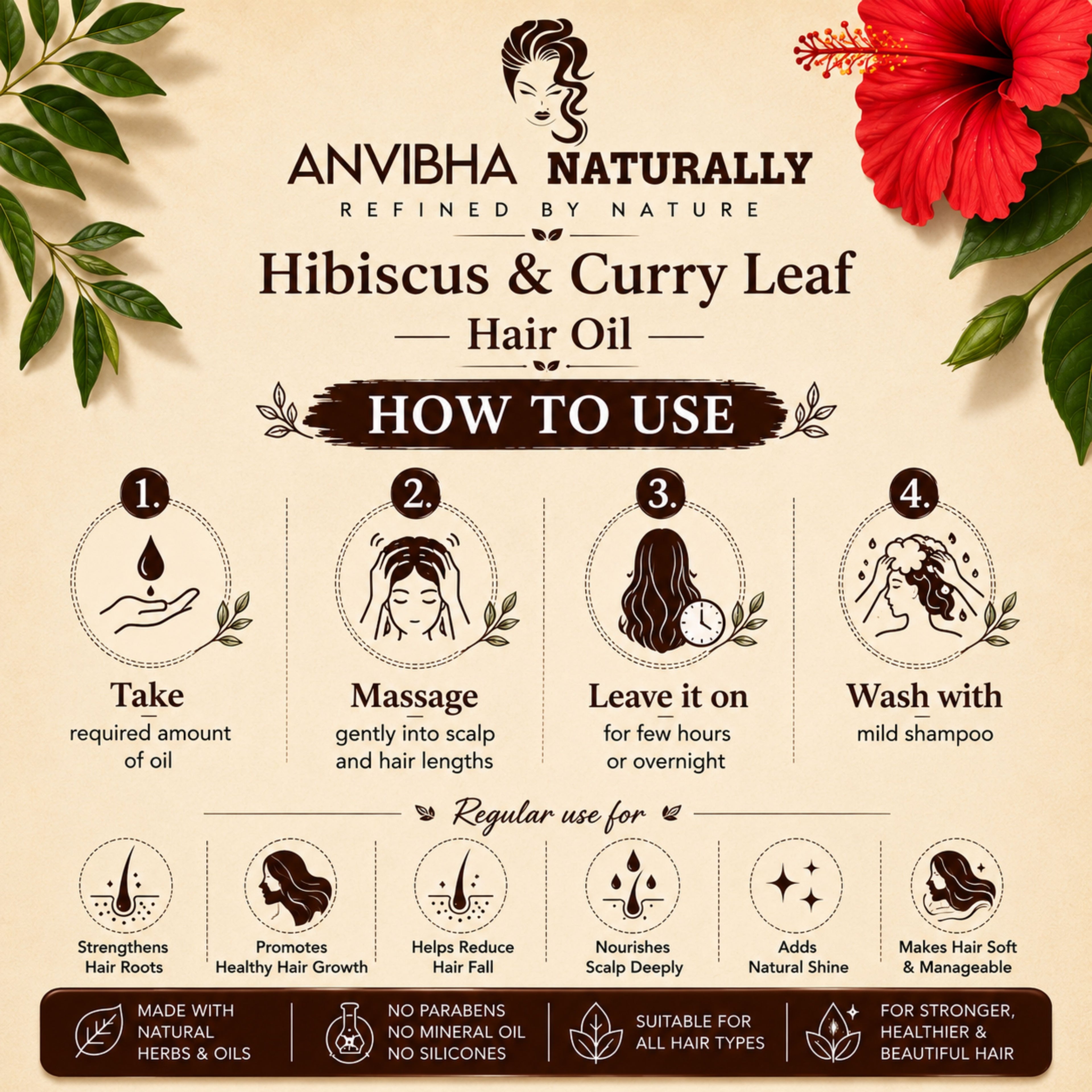 Anvibha Naturally Hibiscus & Curry Leaf Hair Oil