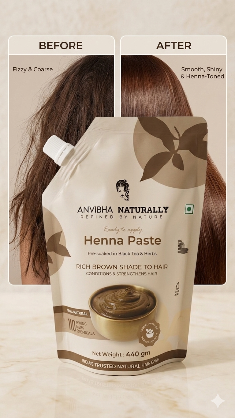 Ready to Apply Henna Paste – Tea Water Infused Natural Brown Hair Color